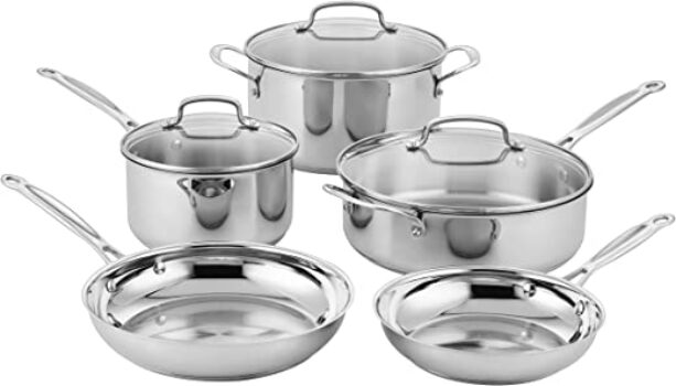 Cuisinart - Chef's Classic Stainless Steel 8 Pieces Cookware Set
