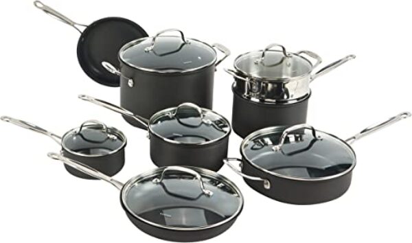 Cuisinart - Gray Chef's Classic Hard Anodized Nonstick 14 Piece Cookware Set