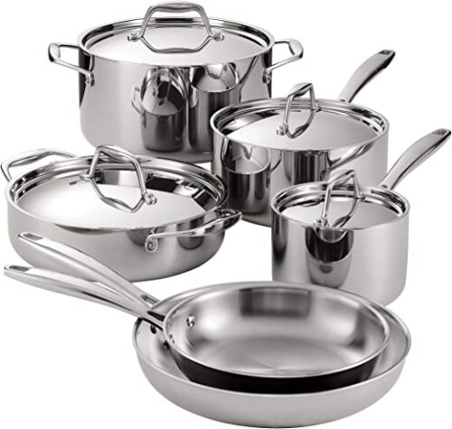 Tramontina – Tri-Ply Clad Stainless Steel 10 Piece Cookware Set