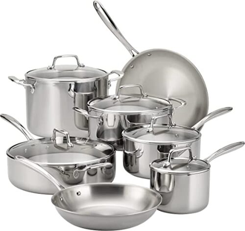 Tramontina – Tri-Ply Clad Stainless Steel 12 Piece Cookware Set